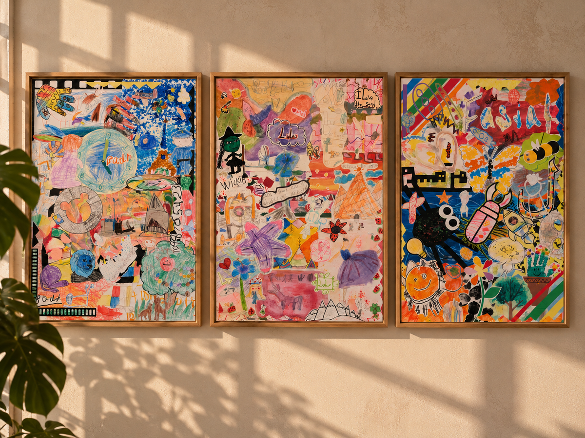 Children's Heirloom Art Collage | Bespoke Artwork Made From Your Child's Drawings & Paintings
