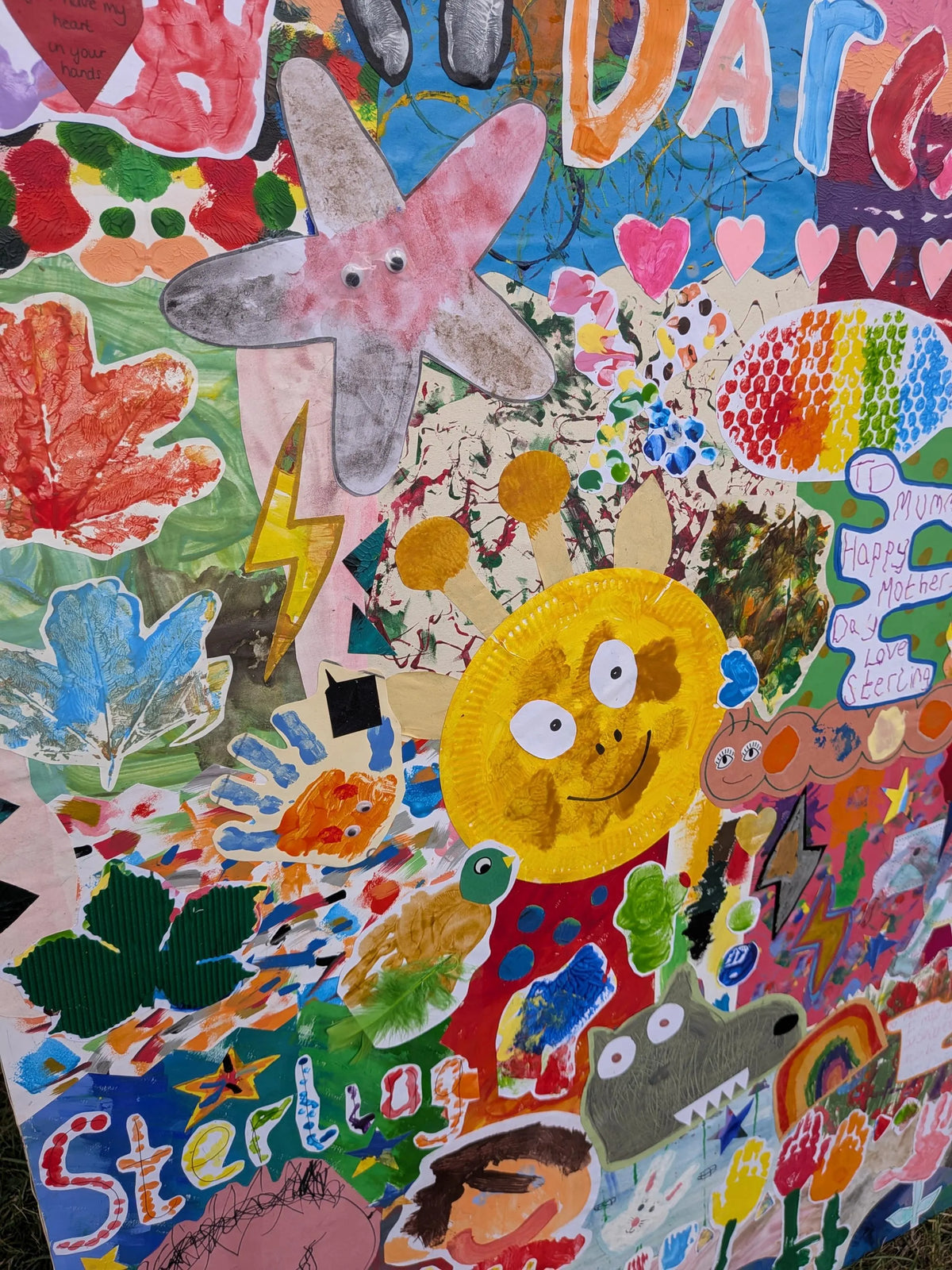 Original children's artwork pieces before framing