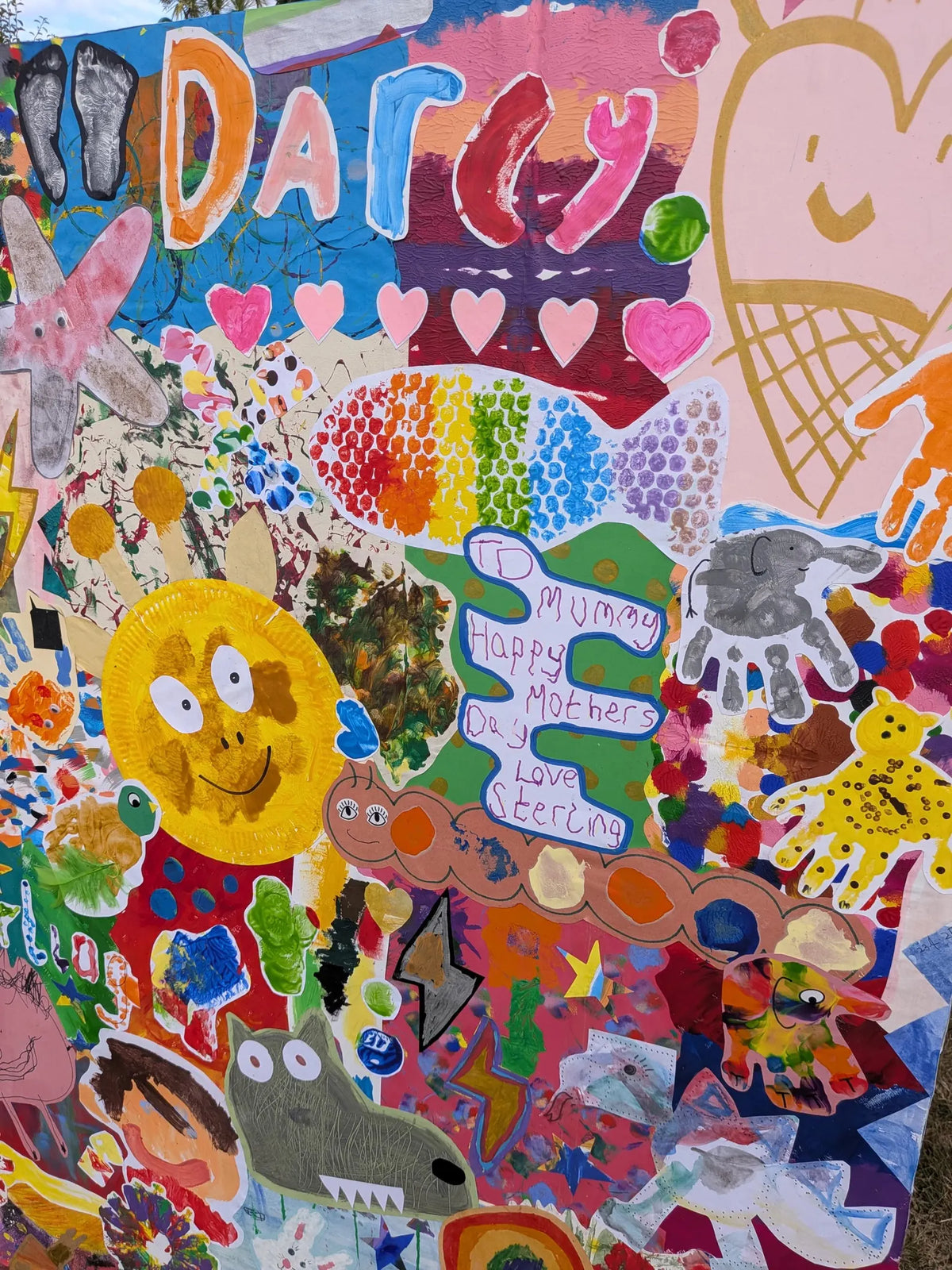Close up of the original children's mixed media artwork